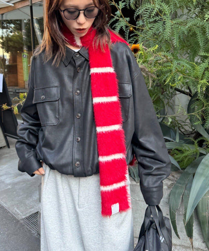 長絨條紋圍巾