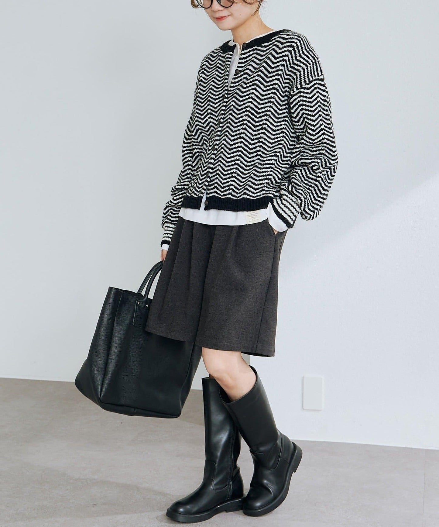 人字紋針織開衫