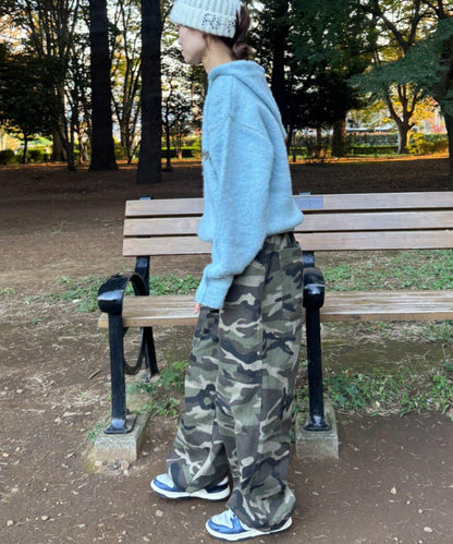 仿馬海毛質感字母針織連帽衫