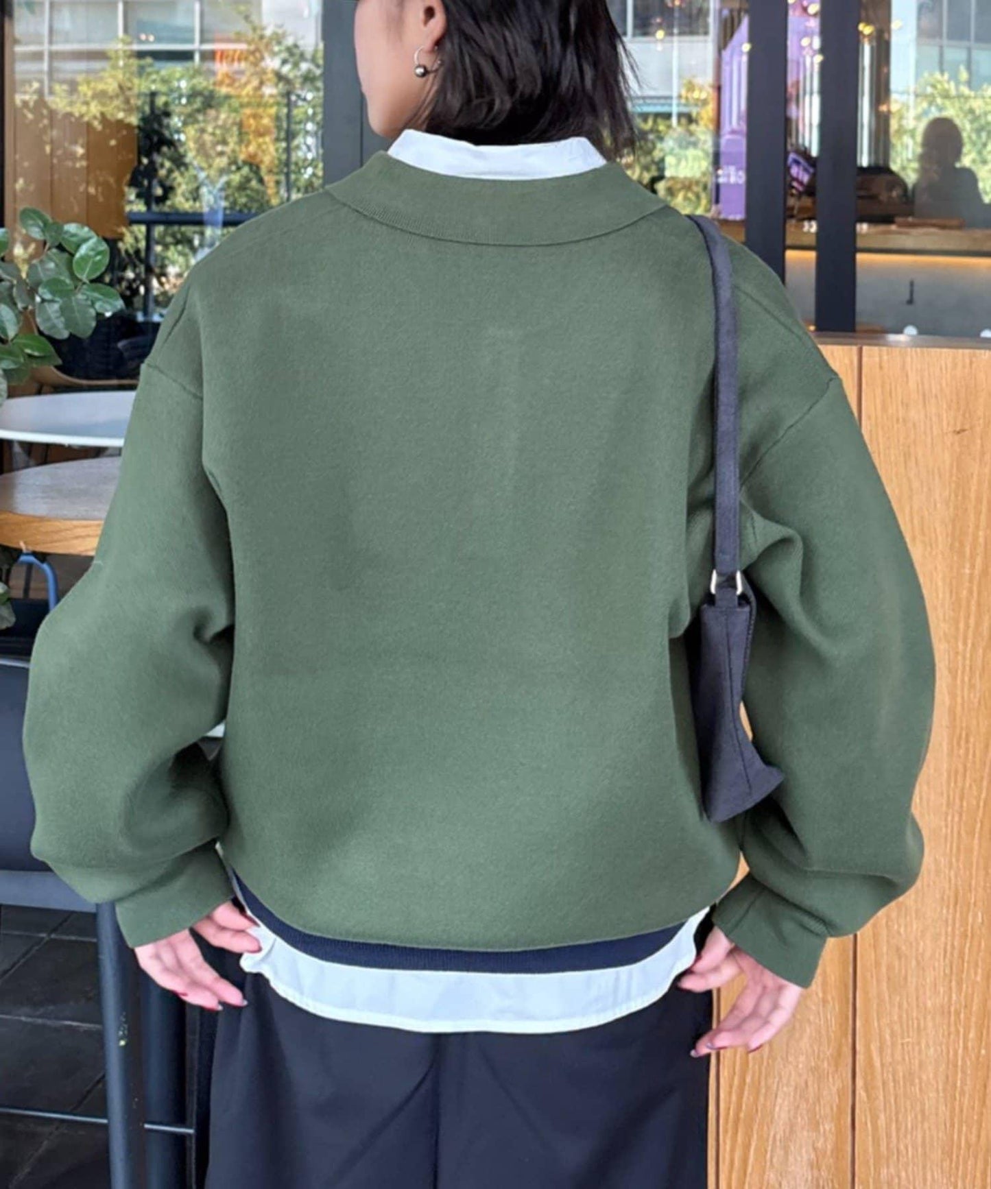 拼接羅紋下襬配色針織POLO衫