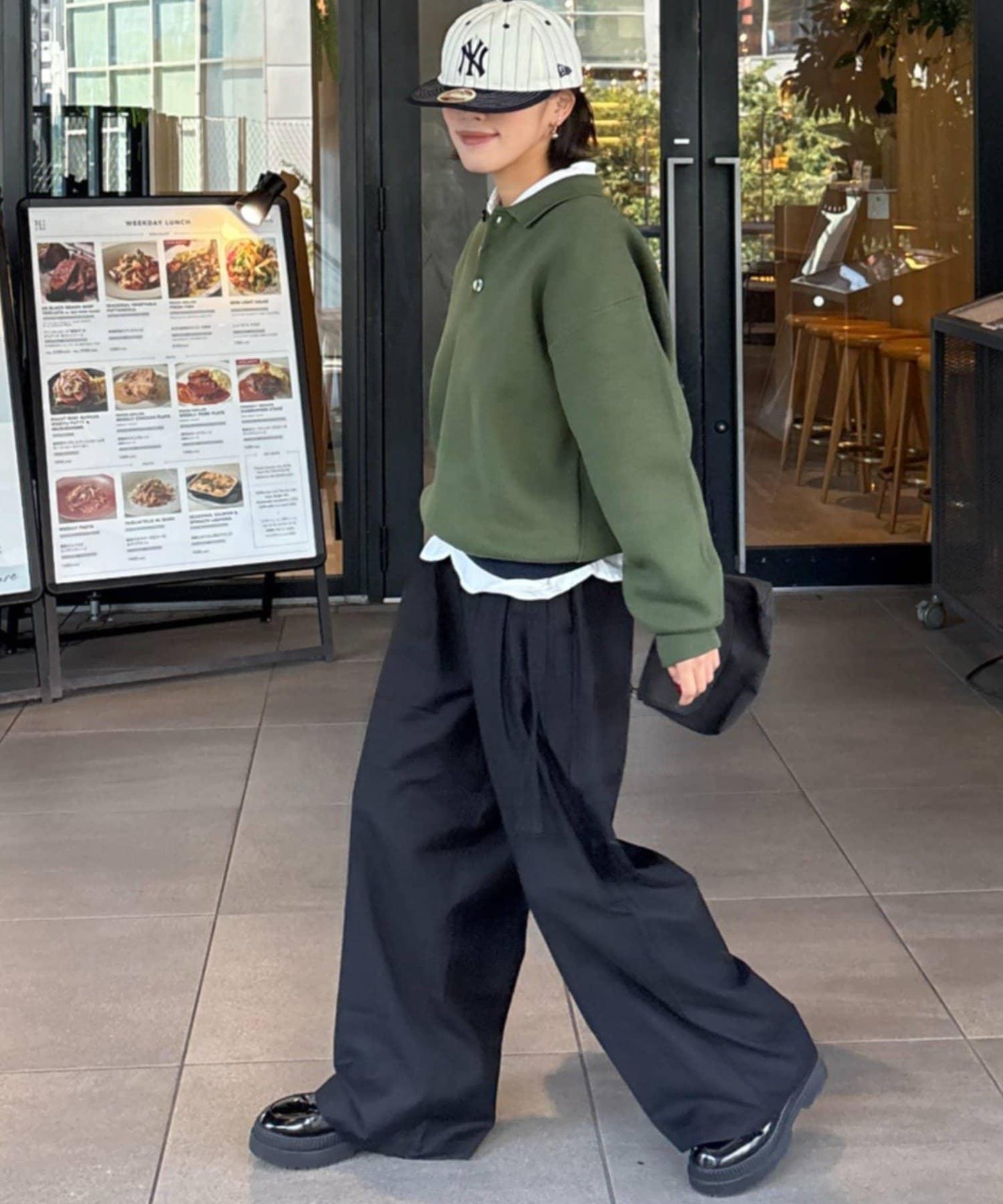 拼接羅紋下襬配色針織POLO衫