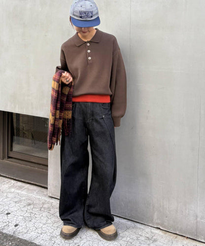 拼接羅紋下襬配色針織POLO衫