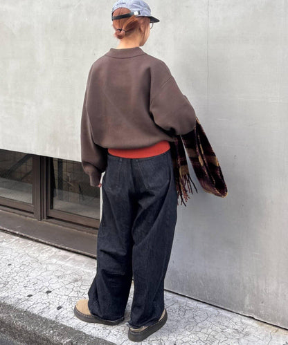 拼接羅紋下襬配色針織POLO衫