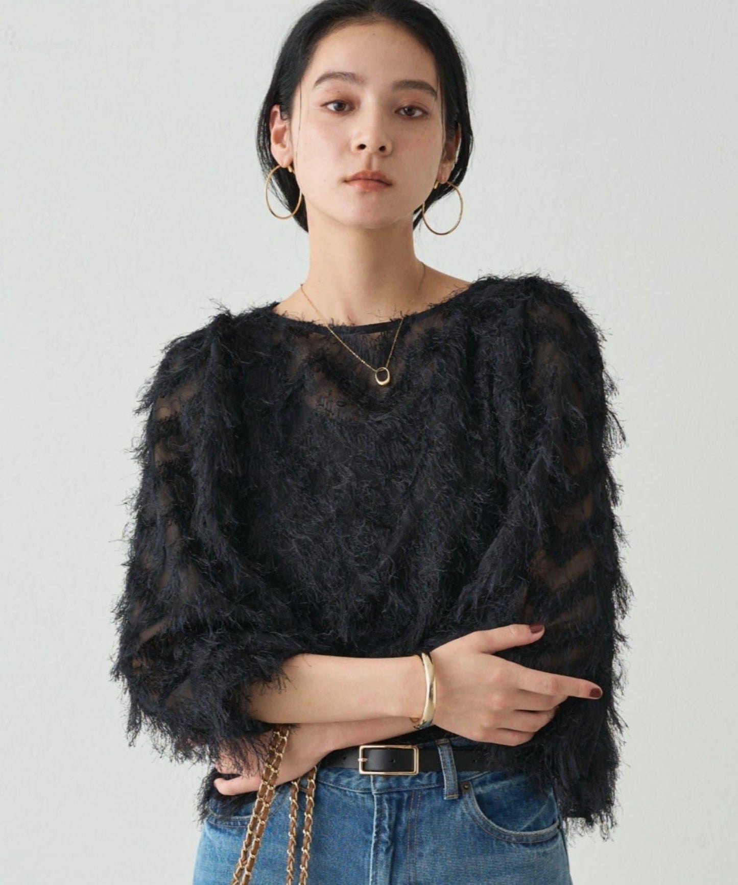 【Loungedress】提花羽毛襯衫