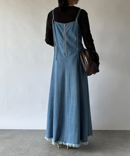 【RIVE DROITE】牛仔吊帶連衣裙