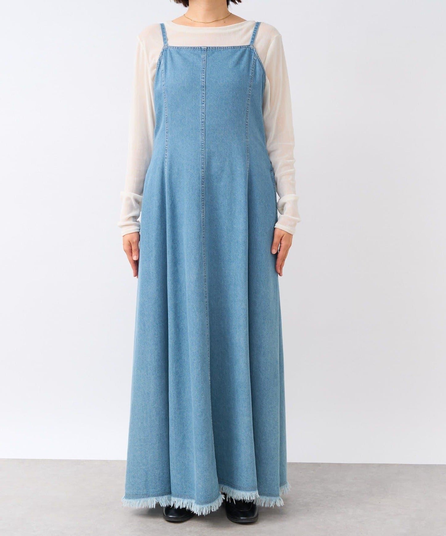 【RIVE DROITE】牛仔吊帶連衣裙