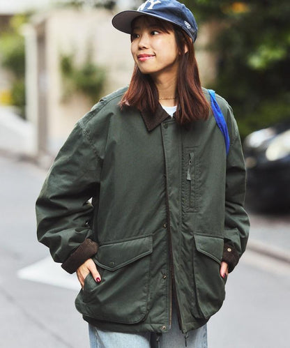 燈芯絨拼接棉尼龍夾克