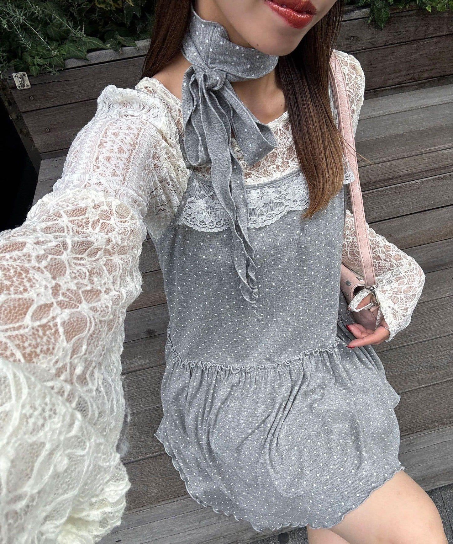 【Ciaopanic】項圈套裝波點不對稱吊帶連衣裙