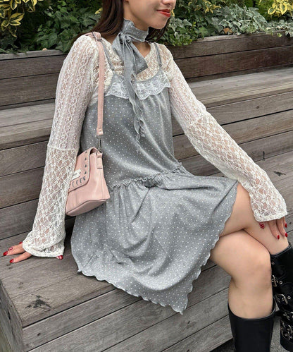 【Ciaopanic】項圈套裝波點不對稱吊帶連衣裙