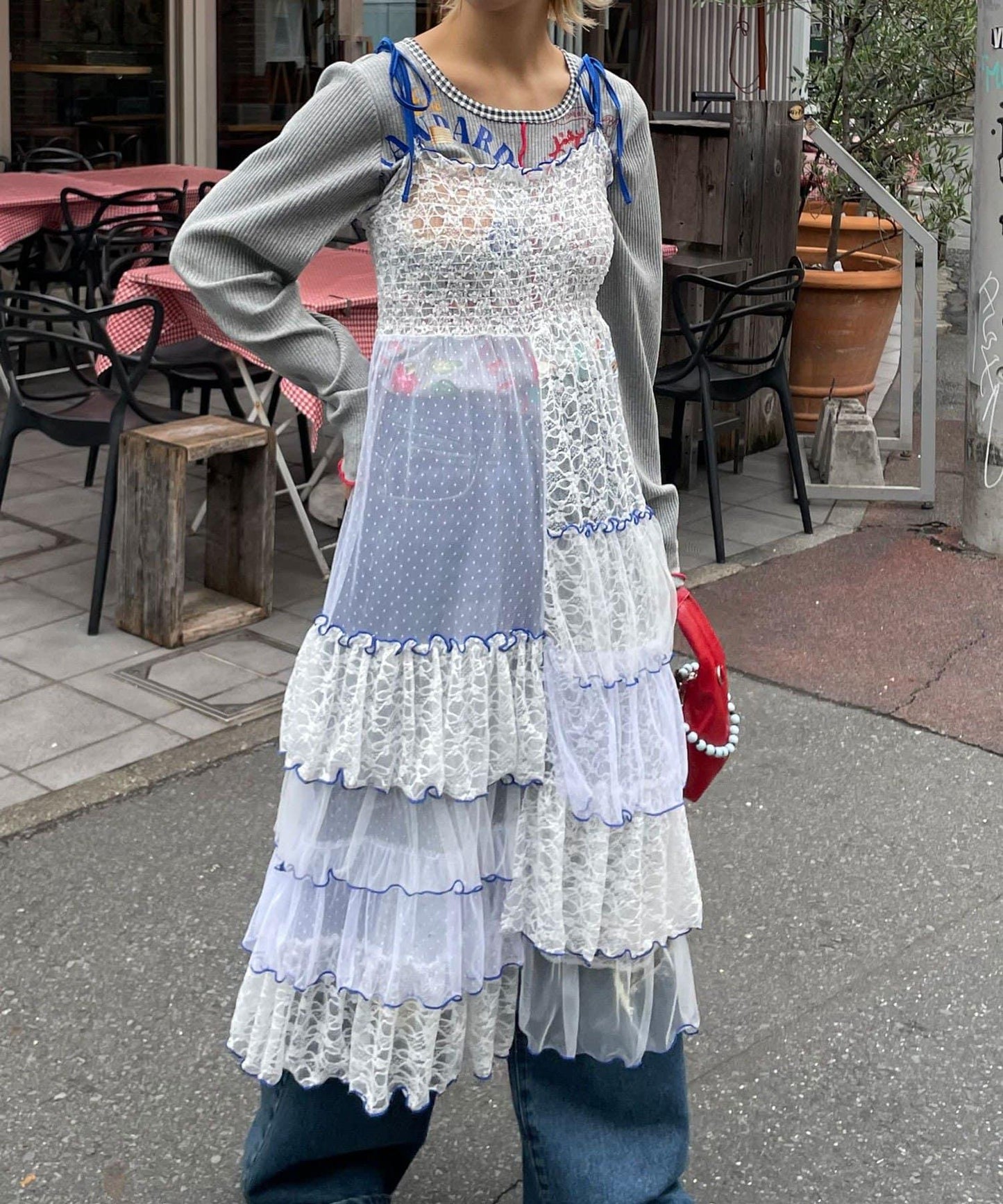 【HELLO.SANFRANCISCO/ハローサンフランシスコ】2WAY蕾絲拼接層疊半身裙