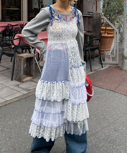 【HELLO.SANFRANCISCO/ハローサンフランシスコ】2WAY蕾絲拼接層疊半身裙