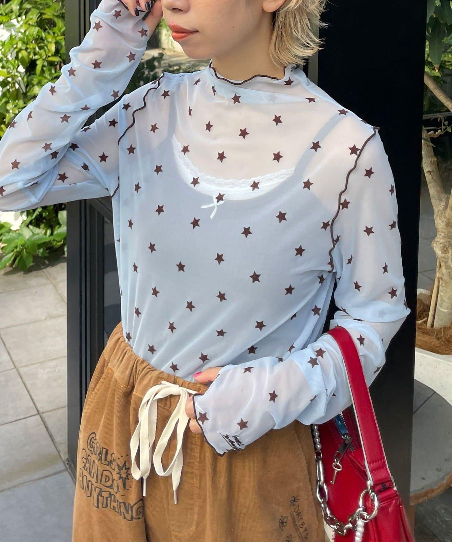 【HELLO.SANFRANCISCO/ハローサンフランシスコ】植絨星星圖案透視上衣