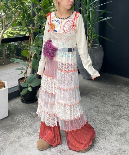 【HELLO.SANFRANCISCO/ハローサンフランシスコ】2WAY蕾絲拼接層疊半身裙