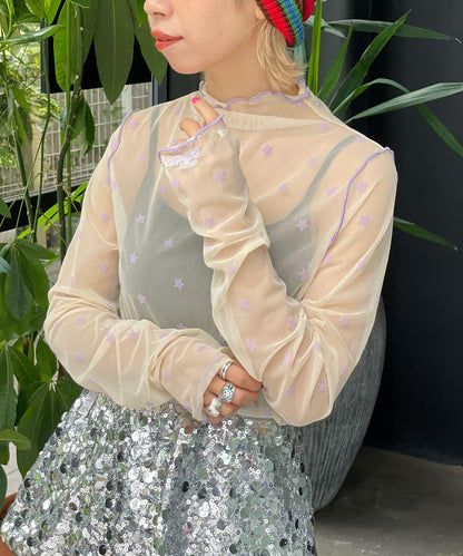 【HELLO.SANFRANCISCO/ハローサンフランシスコ】植絨星星圖案透視上衣