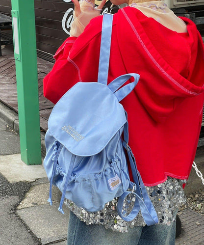 【HELLO.SANFRANCISCO/ハローサンフランシスコ】標誌刺繡緞面雙肩包