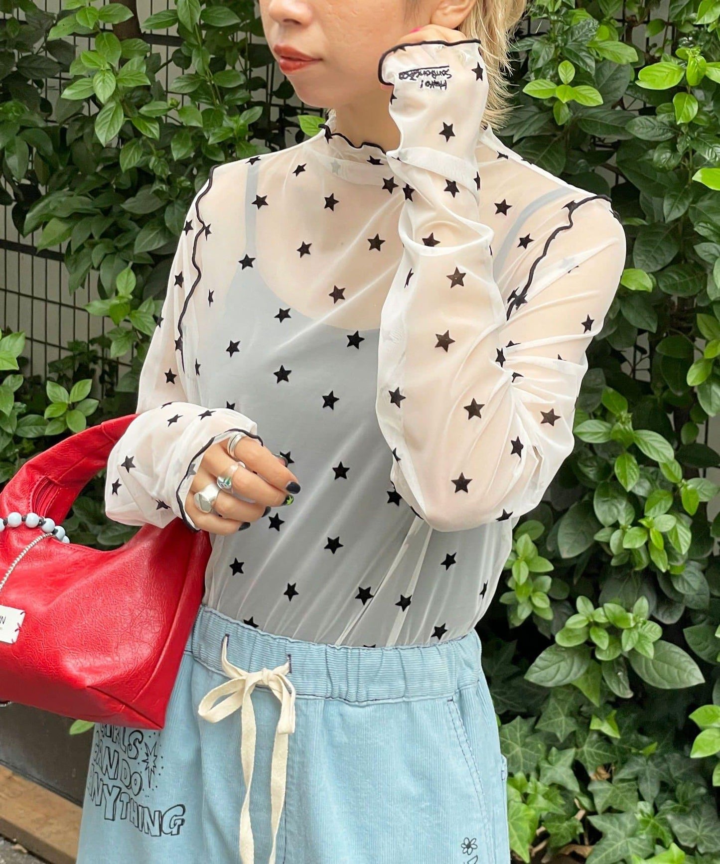 【HELLO.SANFRANCISCO/ハローサンフランシスコ】植絨星星圖案透視上衣