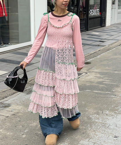 【HELLO.SANFRANCISCO/ハローサンフランシスコ】2WAY蕾絲拼接層疊半身裙