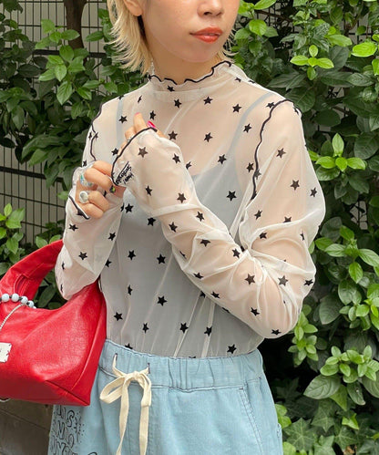 【HELLO.SANFRANCISCO/ハローサンフランシスコ】植絨星星圖案透視上衣