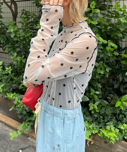 【HELLO.SANFRANCISCO/ハローサンフランシスコ】植絨星星圖案透視上衣