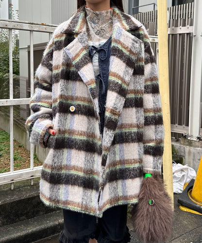 【HELLO.SANFRANCISCO/ハローサンフランシスコ】格紋長毛呢大衣