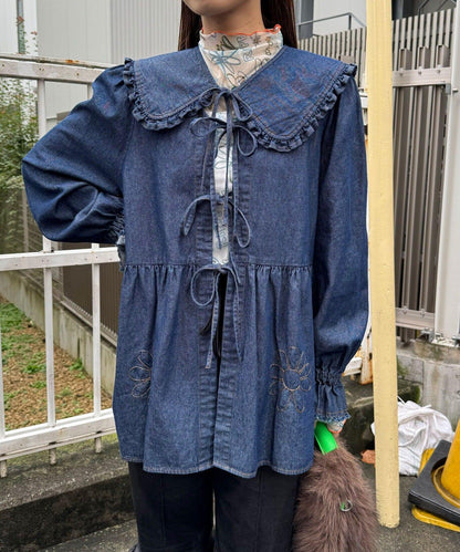 【HELLO.SANFRANCISCO/ハローサンフランシスコ】帶領雛菊刺繡牛仔襯衫