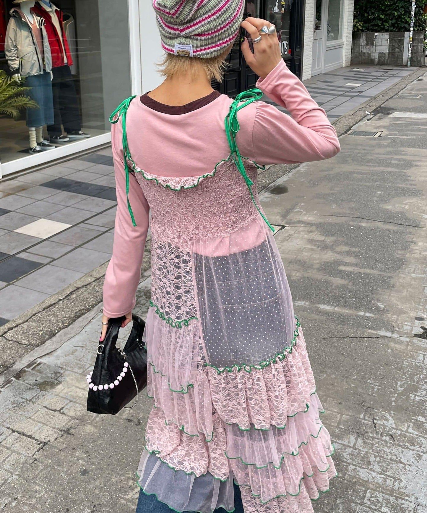 【HELLO.SANFRANCISCO/ハローサンフランシスコ】2WAY蕾絲拼接層疊半身裙