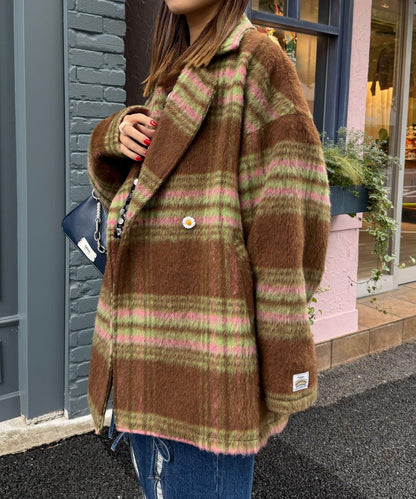 【HELLO.SANFRANCISCO/ハローサンフランシスコ】格紋長毛呢大衣