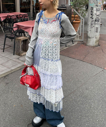 【HELLO.SANFRANCISCO/ハローサンフランシスコ】2WAY蕾絲拼接層疊半身裙