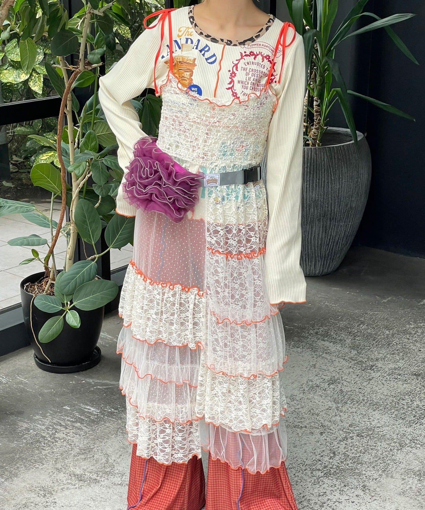 【HELLO.SANFRANCISCO/ハローサンフランシスコ】2WAY蕾絲拼接層疊半身裙