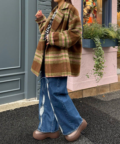 【HELLO.SANFRANCISCO/ハローサンフランシスコ】格紋長毛呢大衣