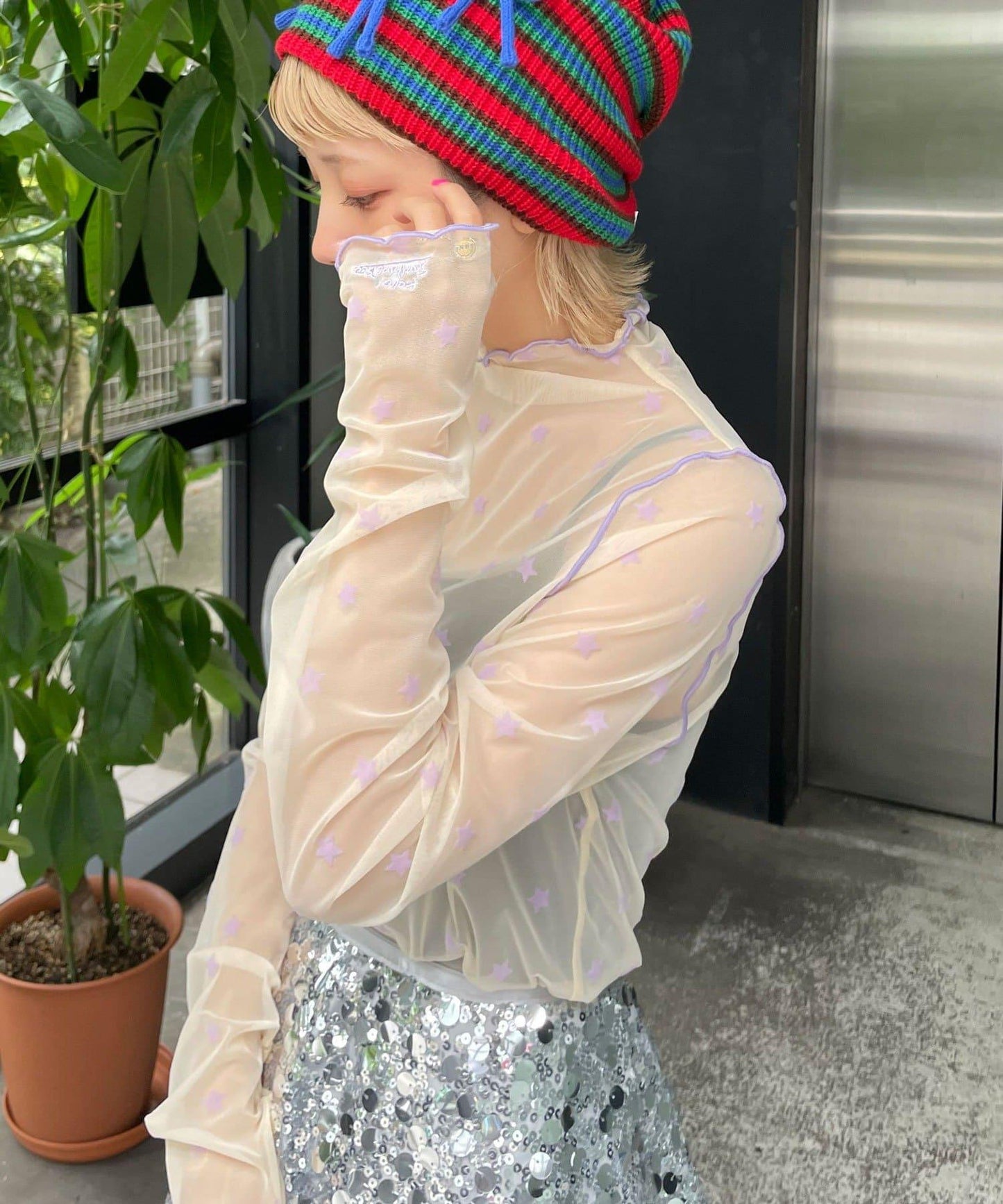 【HELLO.SANFRANCISCO/ハローサンフランシスコ】植絨星星圖案透視上衣