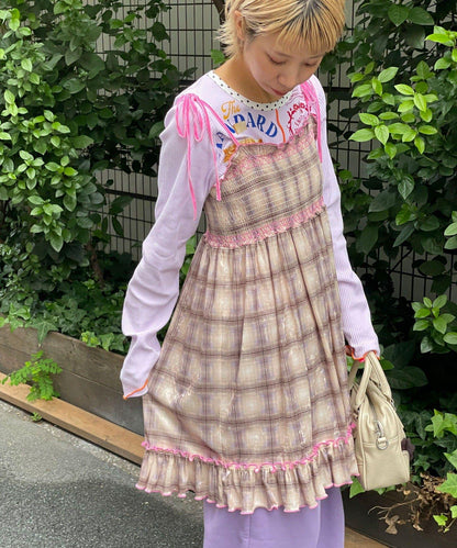 【HELLO.SANFRANCISCO/ハローサンフランシスコ】格紋天鵝絨抽褶長款上衣