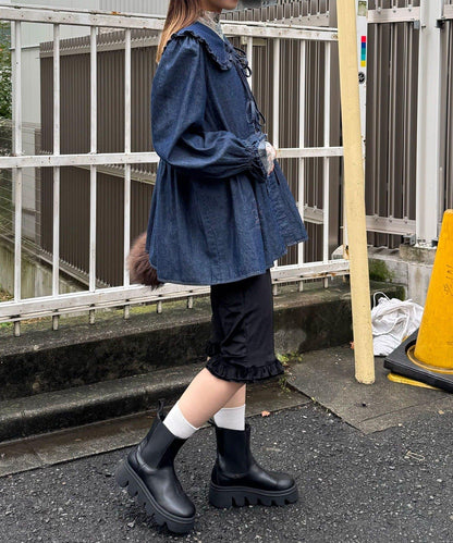 【HELLO.SANFRANCISCO/ハローサンフランシスコ】帶領雛菊刺繡牛仔襯衫