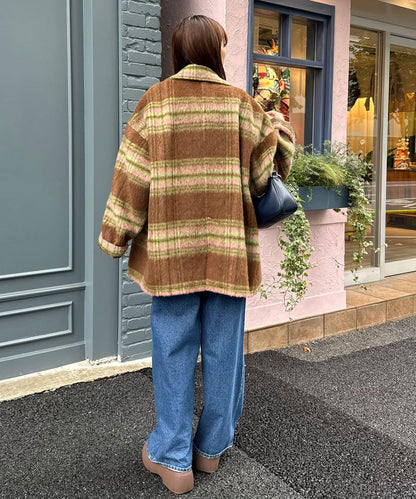 【HELLO.SANFRANCISCO/ハローサンフランシスコ】格紋長毛呢大衣