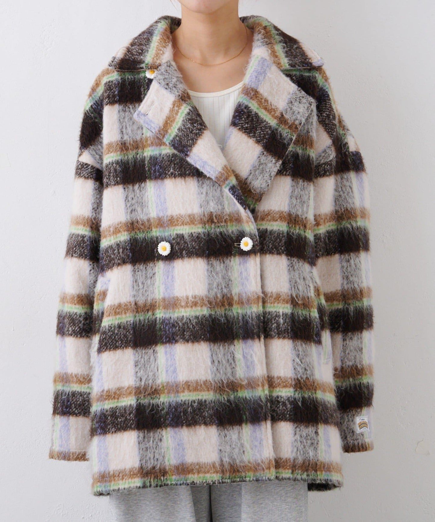 ★【HELLO.SANFRANCISCO/ハローサンフランシスコ】格紋長毛呢大衣