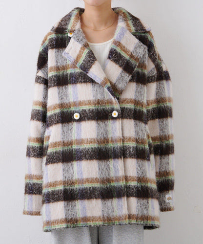 ★【HELLO.SANFRANCISCO/ハローサンフランシスコ】格紋長毛呢大衣
