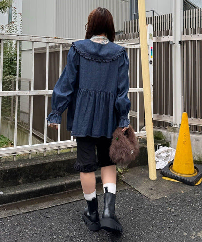 【HELLO.SANFRANCISCO/ハローサンフランシスコ】帶領雛菊刺繡牛仔襯衫