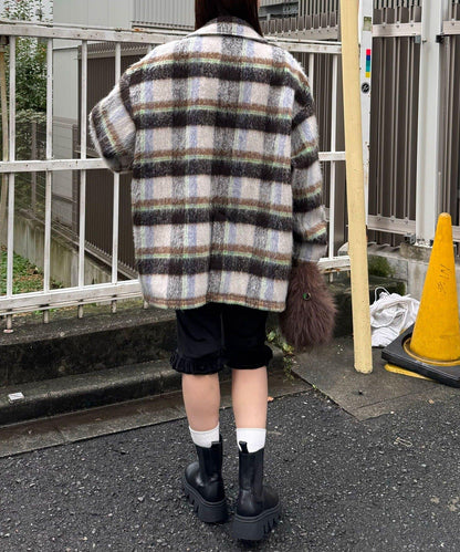 【HELLO.SANFRANCISCO/ハローサンフランシスコ】格紋長毛呢大衣