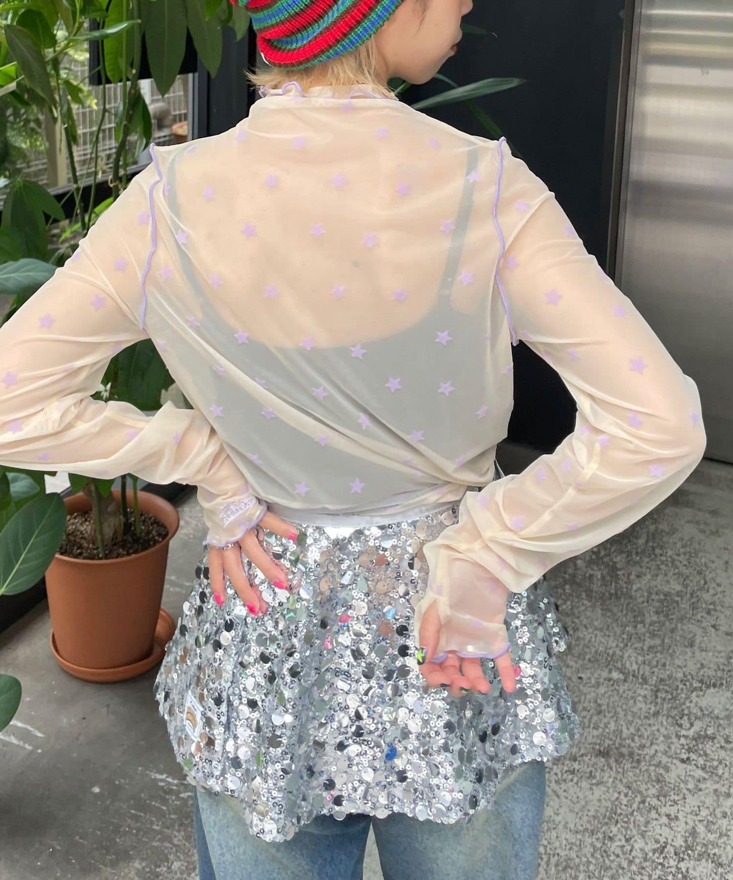 【HELLO.SANFRANCISCO/ハローサンフランシスコ】植絨星星圖案透視上衣