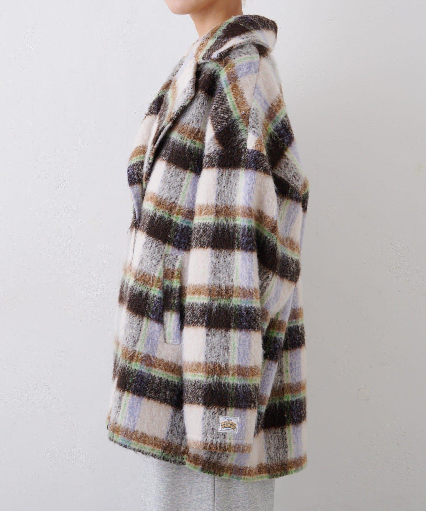 ★【HELLO.SANFRANCISCO/ハローサンフランシスコ】格紋長毛呢大衣