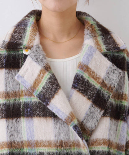 ★【HELLO.SANFRANCISCO/ハローサンフランシスコ】格紋長毛呢大衣