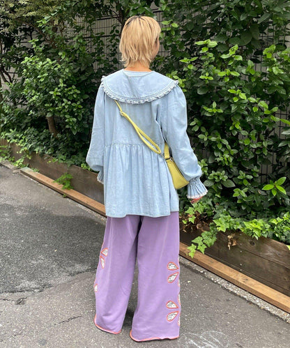 【HELLO.SANFRANCISCO/ハローサンフランシスコ】帶領雛菊刺繡牛仔襯衫