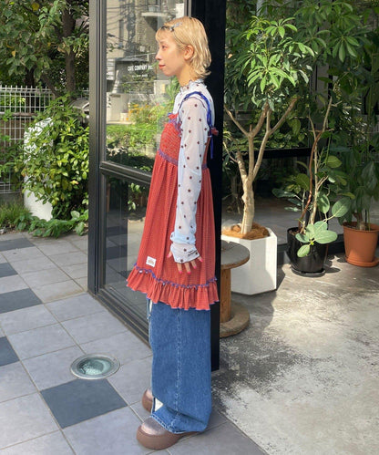 【HELLO.SANFRANCISCO/ハローサンフランシスコ】格紋天鵝絨抽褶長款上衣