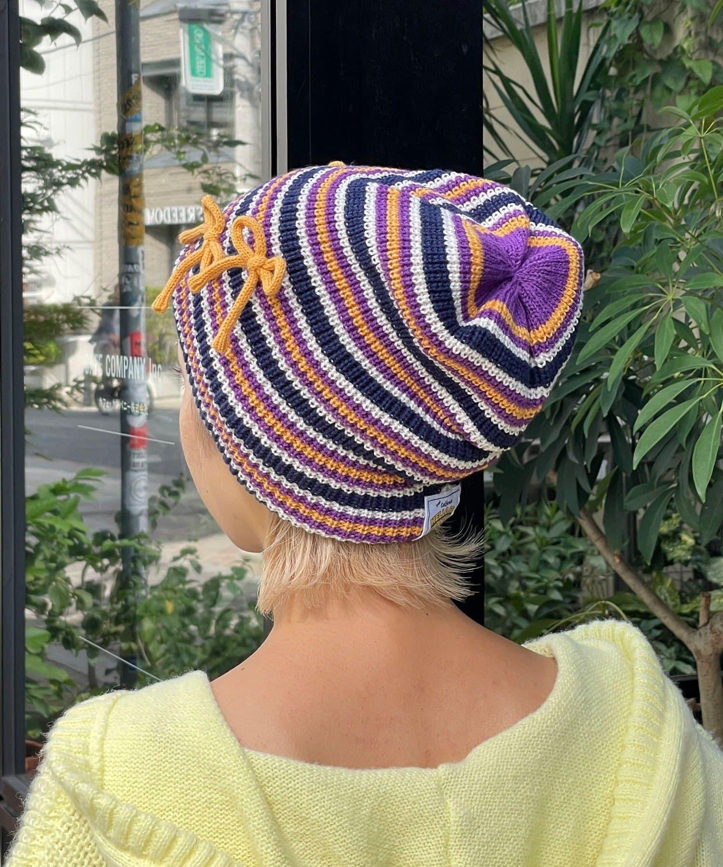 【HELLO.SANFRANCISCO/ハローサンフランシスコ】帶蝴蝶結多色條紋針織帽