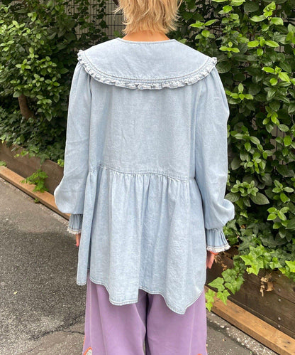 【HELLO.SANFRANCISCO/ハローサンフランシスコ】帶領雛菊刺繡牛仔襯衫