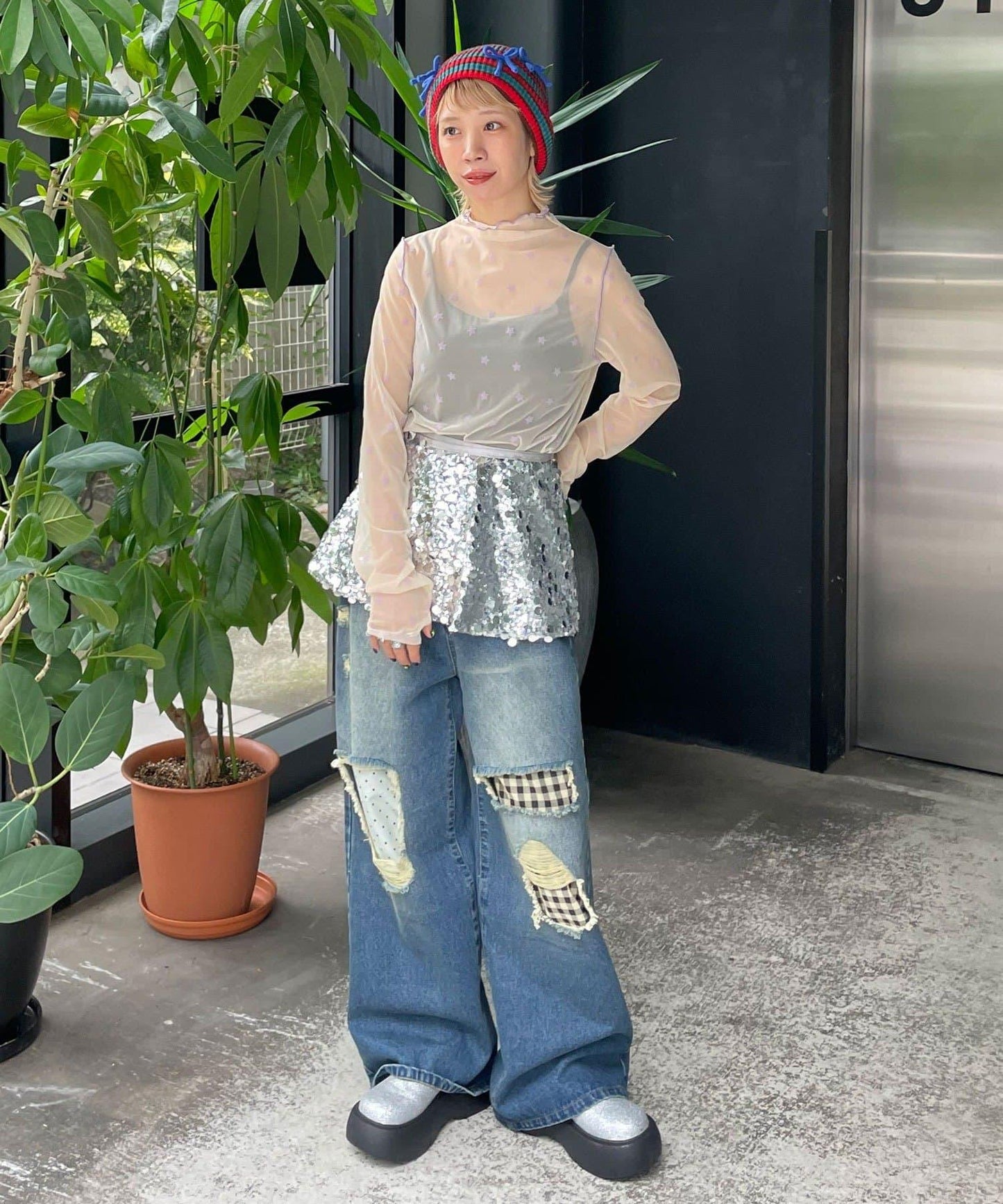 【HELLO.SANFRANCISCO/ハローサンフランシスコ】植絨星星圖案透視上衣