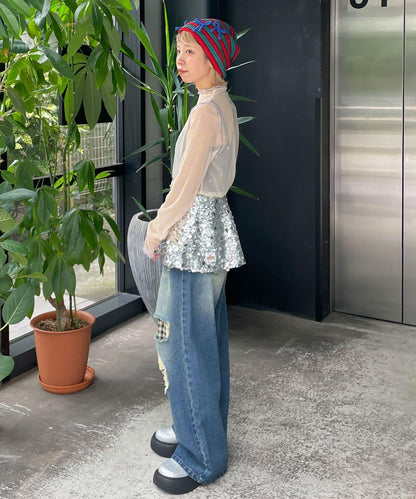 【HELLO.SANFRANCISCO/ハローサンフランシスコ】植絨星星圖案透視上衣