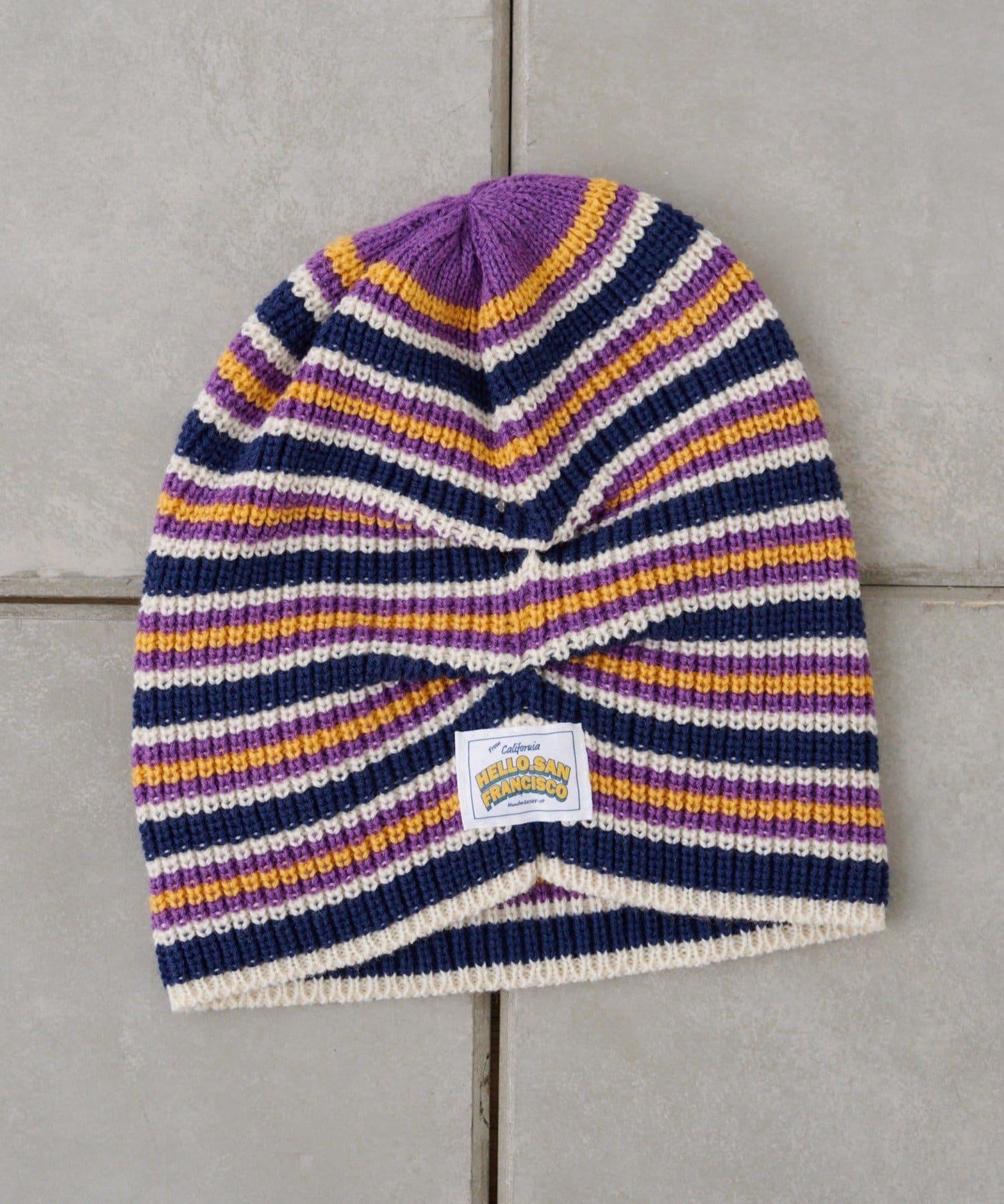 【HELLO.SANFRANCISCO/ハローサンフランシスコ】帶蝴蝶結多色條紋針織帽