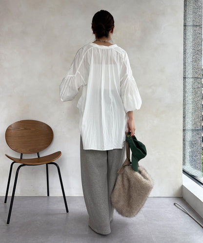 褶皺長款襯衫