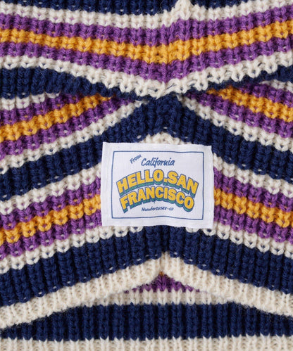 ★【HELLO.SANFRANCISCO/ハローサンフランシスコ】リボン付マルチボーダービーニー帽